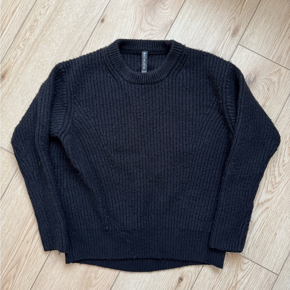 athleta black wool sweater